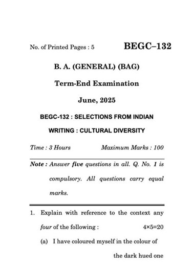 BEGC–132 June 2025 | IGNOU Previous Year Question Paper