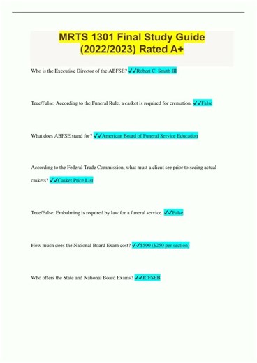 MRTS 1301 Final Study Guide 2022/2023 Rated A988