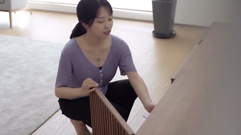 THE RIGHT PATH 94.48 in. Walnut Color Mid Century Modern TV Stand with Louvered Cabinet Doors Fits TV's up to 100 in. 240#DSG-67