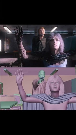 Viewport and (draft) render for a cutscene in my video game. #indiegame #rpggames #blender