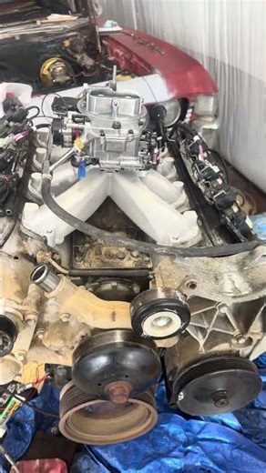 Cranking cheap carbureted Ls on the engine stand with MSD 6014 control box. #ls #lsswap