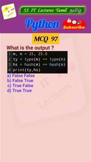 Python MCQ 97 - Hash - Test Your Skills #python #pythonprogramming #pythoninterview#shorts#trending