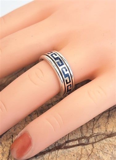 Vintage Sterling Silver Aztec Spinner Band Ring - Etsy