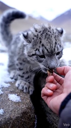 Tiny Snow Leopard Emerges From Rock 🐆❄️ | Ultra-Realistic Short