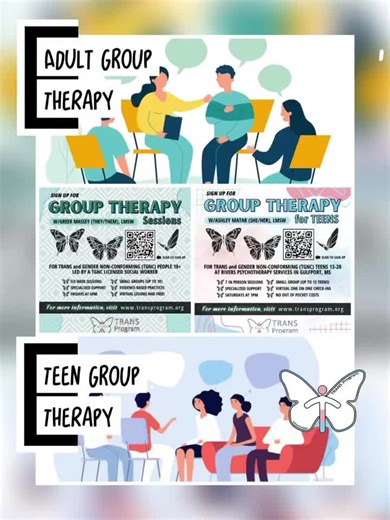 The TRANS Program on Instagram: "Adult Group Therapy This is a formal environment where participants will engage in evidence based practices supported by the American Psychological Association (APA) and will serve to address common challenges faced by the TGNC community, such as anxiety, depression, trauma, and life stressors. TRANS Program recognizes that these services aren't always accessible due to cost. Because we have identified a sincere need for mental health services among TGNC people, 