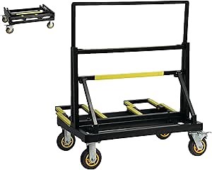 Legines Folding Drywall Cart 2200 lbs Load Capacity, Heavy Duty Panel Cart with Rubber Swivel Casters,Sheetrock Dolly Windows,Rolling Dolly for Warehouse