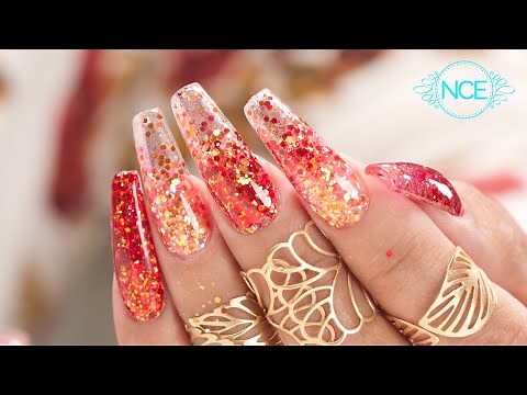 Gel Tips Transparent Glitter Fade