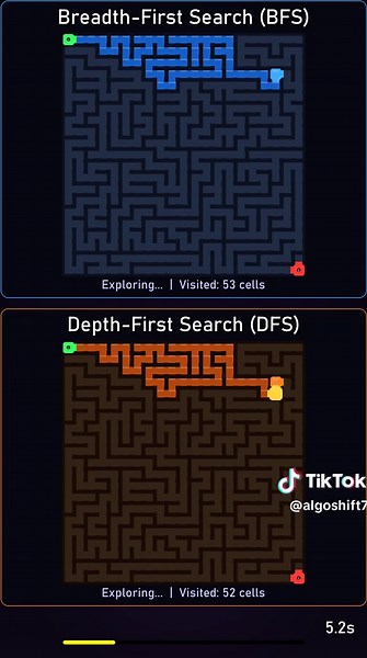 DFS vs BFS in Maze #algorithm #programming #python #tranding #viral #fyppp