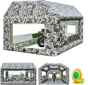 Inflatable Paint Booth 10x8.2x8.2 FT with 550W Blower, Carbon Filter Windows, Portable Spray Booth for Car Painting, Auto Body Work, Furniture Refinishing, Mobile Garage Paint Tent