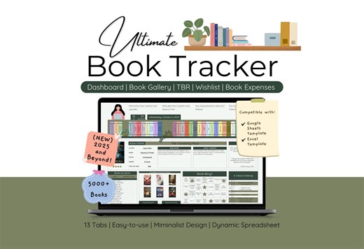 Book Tracker Google Sheets Template Reading Journal Excel Template Personal Library Book Lover Gift TBR Spreadsheet Digital Book Collection - Etsy