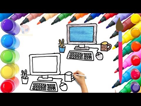 How To Draw cute Computer Drawing, Painting & Coloring For Kids and Toddlers_ Child Art 🐋🌈🎨