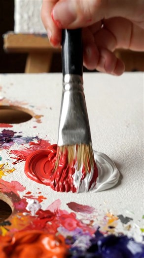 Watch this vibrant flower come to life, one stroke at a time! 🎨❤️#viral #fyp #painting