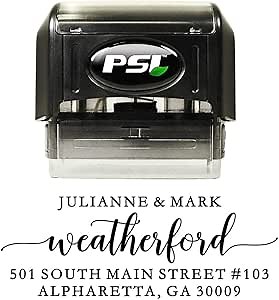 Self Inking Return Address Stamp - Custom 4 Line Personalized Address Stamp for Envelopes, Wedding Invitations, Business, Mailing Labels (Weatherford)