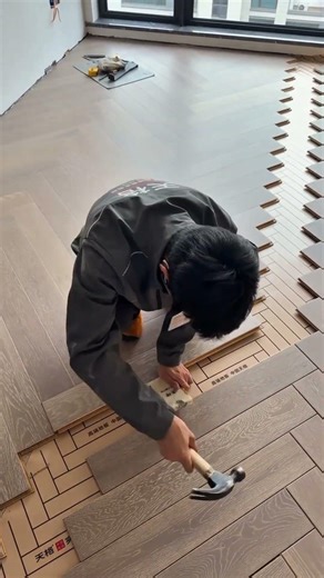 Our solid wood flooring simply clicks into place—no glue, no nails! #woodworking #wood #construction