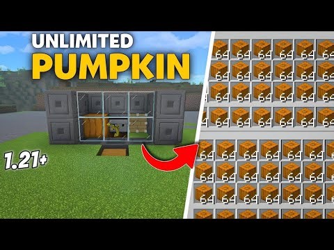 Easiest 1.21 Automatic PUMPKIN Farm for Minecraft ( Bedrock/PE ) ! Unlimited Pumpkins 🤯