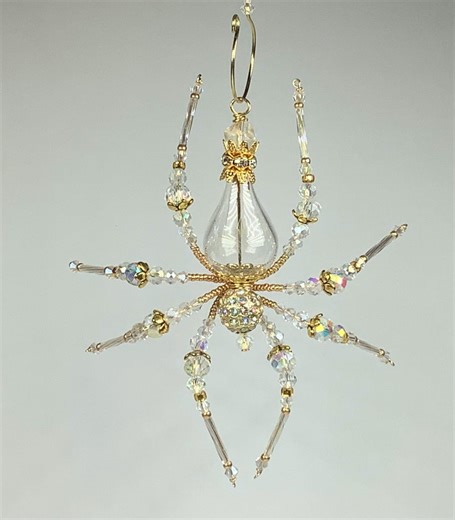 Elegant Beaded Christmas Spider Ornament: Cape Cod Dandelion Fluff in Blown Glass, Crystal Rhinestones - Etsy