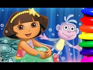 Dora the Explorer Mermaid Fairytale Adventure Coloring Page Fun for kids to learn art
