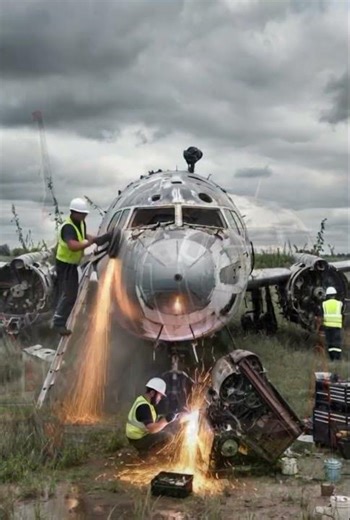Perfect Airplane Landing During Sunset