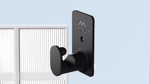 No Drill Curtain Rod Brackets No Drilling Curtain Rod Holders【Upgrade 3M Adhesive】 Renter Friendly Curtain Rod Hooks Nail Free Suitable for Poles 5/8 Inch (2Pcs Black)