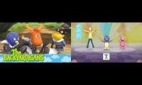 Mix of 2 videos from youtube : nickelodeon dance the backyardigans theme song