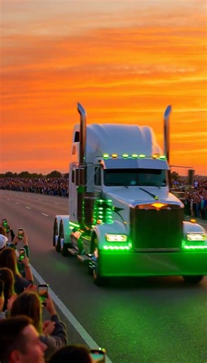 Epic Big Rig Truck Parade at Sunset 🚛🔥 Kenworth & Peterbilt Convoy #trucks #bigrig #shorts