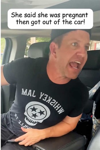 She said she was pregnant then got out of the car #pregnant #prank #husband #reaction #fyp