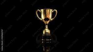 The Gold Trophy 360 Rotation video features a gold trophy spinning smoothly. The reflective surface highlights its prestige, showcasing a celebration of achievement.