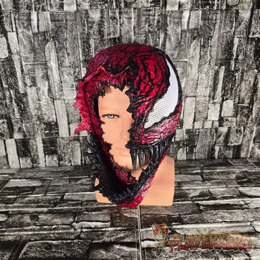 Carnage Inspired Cosplay Half Mask | Symbiote Villain Helmet | 3D Printed Prop, Glossy Red & Black Premium Finish - Etsy