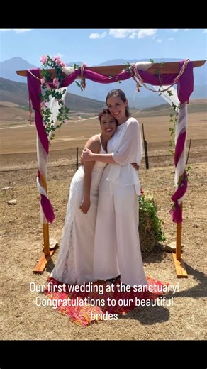 We are so honoured to have hosted Suaad and Kelly on their wedding day. It was magical and will be an enduring memory for all of us. Thank you and congratulations to this beautiful couple 💖 | Greyton Farm Animal Sanctuary