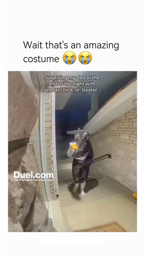 NPC SYNC on Instagram: "A guy decided to take Halloween to the next level by dressing up in a hilarious ostrich costume and surprising his dad. The outfit made it look like he was actually riding the giant bird, with fake ostrich legs flapping around as he walked. When he strutted into the room, his dad froze for a second, completely confused by what he was seeing — before bursting into laughter. The son’s goofy dance and over-the-top commitment to the bit made it even better, turning a simple c
