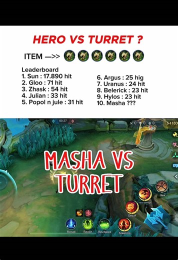 Masha vs. Turret in Mobile Legends