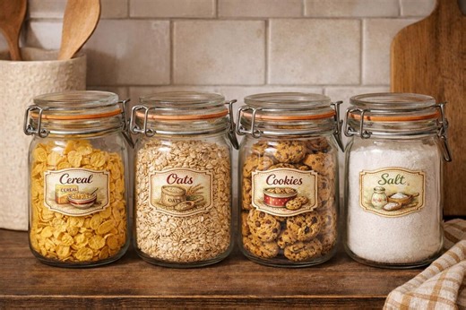 Vintage Farmhouse Pantry Labels | Retro Kitchen Stickers | Homeware | Set of 6 - Etsy