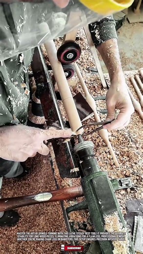 Special Wood Lathe Equipped With A Custom Steady Rest Tool For High-Precision Spindle Turning