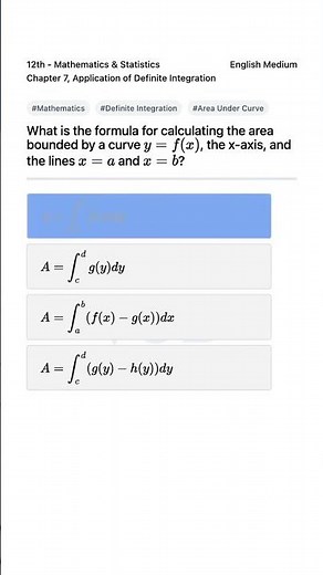 Area Under Curve Formula 12th Math Application of Definite Integration