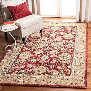SAFAVIEH Anatolia Collection Area Rug - 5' x 8', Red & Ivory, Handmade Traditional Oriental Wool, Ideal for High Traffic Areas in Living Room, Bedroom (AN522A)