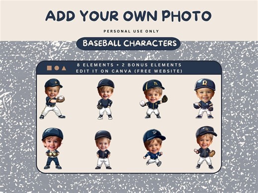 Add Your Own Photo Baseball Cupcake Topper Custom Birthday Decor Editable Image Party Printable Baseball Cupcake Topper Add Your Face - Etsy