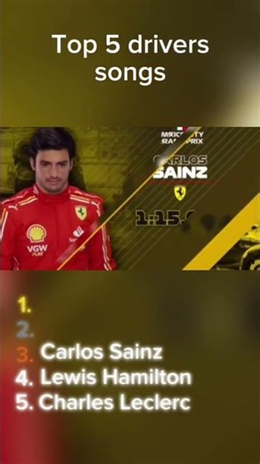top 5 f1 driver's songs #f1 #f1shorts #formula1 #song #charlesleclerc #lewishamilton #carlossainz