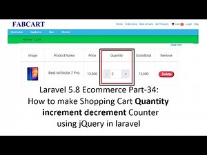 Laravel 5.8 Ecommerce Part-34: Shopping Cart quantity increment decrement Counter using jQuery