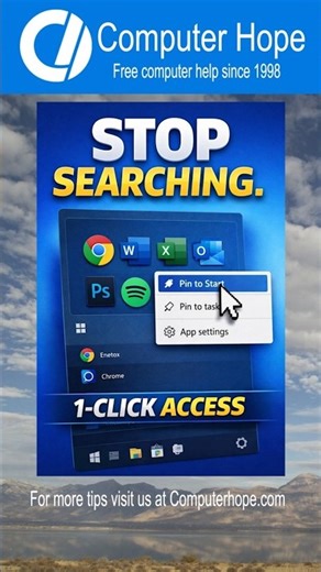 📂 Pin Apps to Start for 1-Click Access #WindowsTips #Productivity #PCShortcuts #Windows #StartMenu