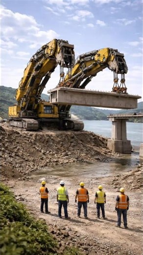 Heavy Machinery Technology in Modern Bridge Construction! #tech #shorts