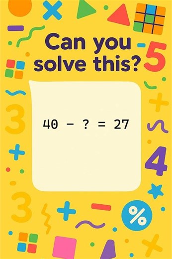Fun Subtraction Puzzle for Kids! 40 - ? = 27