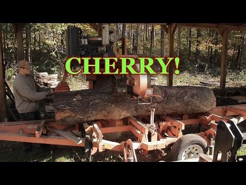 Cherry Log makes beautiful lumber! - One cut at a time - Southern Indiana Sawmill