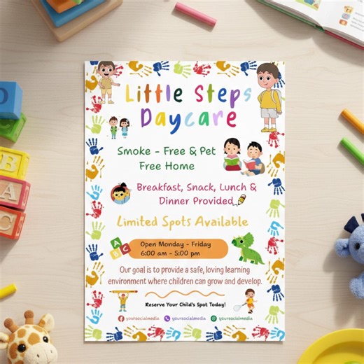 Editable Daycare Flyer Canva Template, Childcare Preschool Home Daycare Advertising Poster, Printable Daycare Marketing Ads Digital Download - Etsy