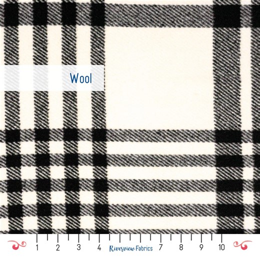Plaid Wool Blend Fabric by the Yard: White and Black - Etsy