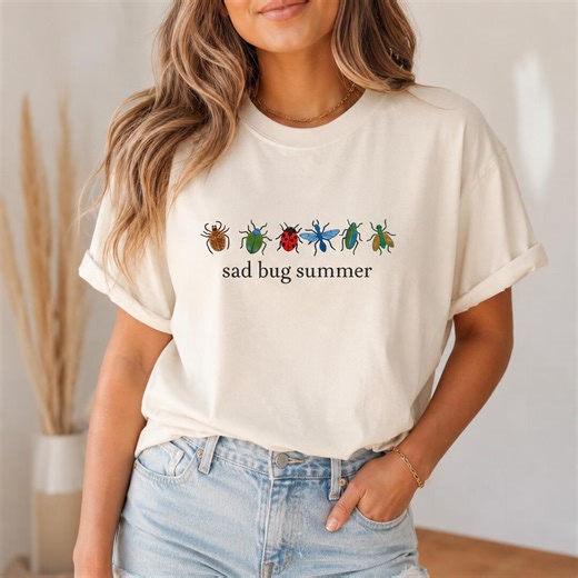 Sad Bug Summer Shirt - Printed Design (DTF) - Indie Folk Inspired Comfort Colors Tee - Cottagecore Bug Graphic - Etsy