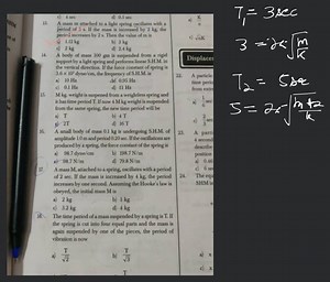 The time period of a mass suspended from a spring is 5 {~s}. Th... | Filo