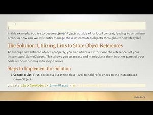 How to Properly Manage Instantiated Objects in Unity with C#