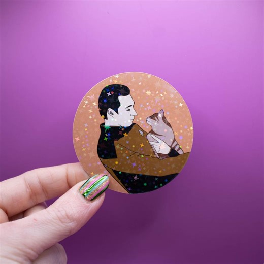 Data and Spot Fridge Magnet - Star Trek, Scifi, Starship, Science Fiction, Sparkly, Holographic, Trekkie - Etsy