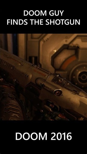 The Doom Slayer gets the shotgun in Doom 2016