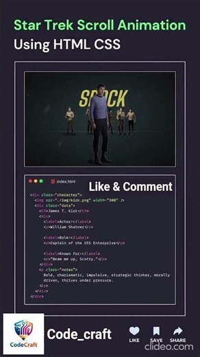 🚀 Star Trek Scroll Animation Using HTML & CSS ✨ #Shorts